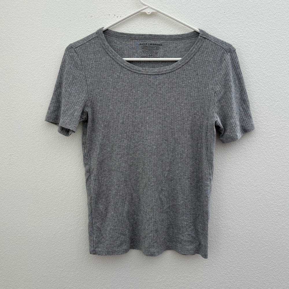 Lucky Brand Heather Gray Short Sleeve Tee Size Small